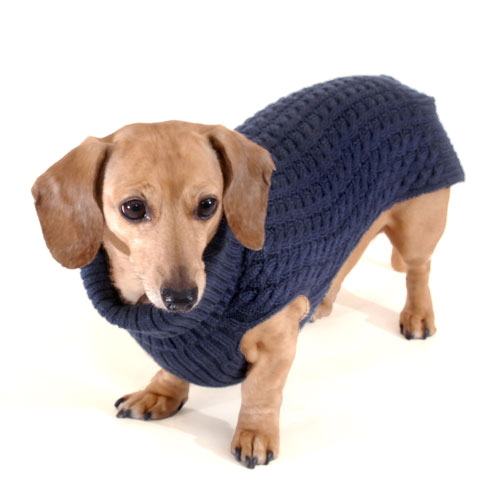 Navy Blue DoxiFit DreamKnit Wool-Blend Dachshund Sweater